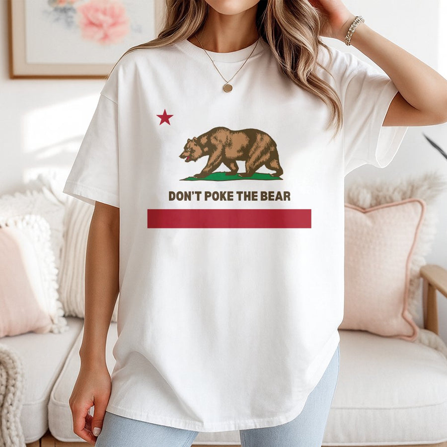 California Bear Flag T-Shirt | Don't Poke The Bear Graphic Tee | 100% Premium Cotton | Unisex California Republic Souvenir Gift