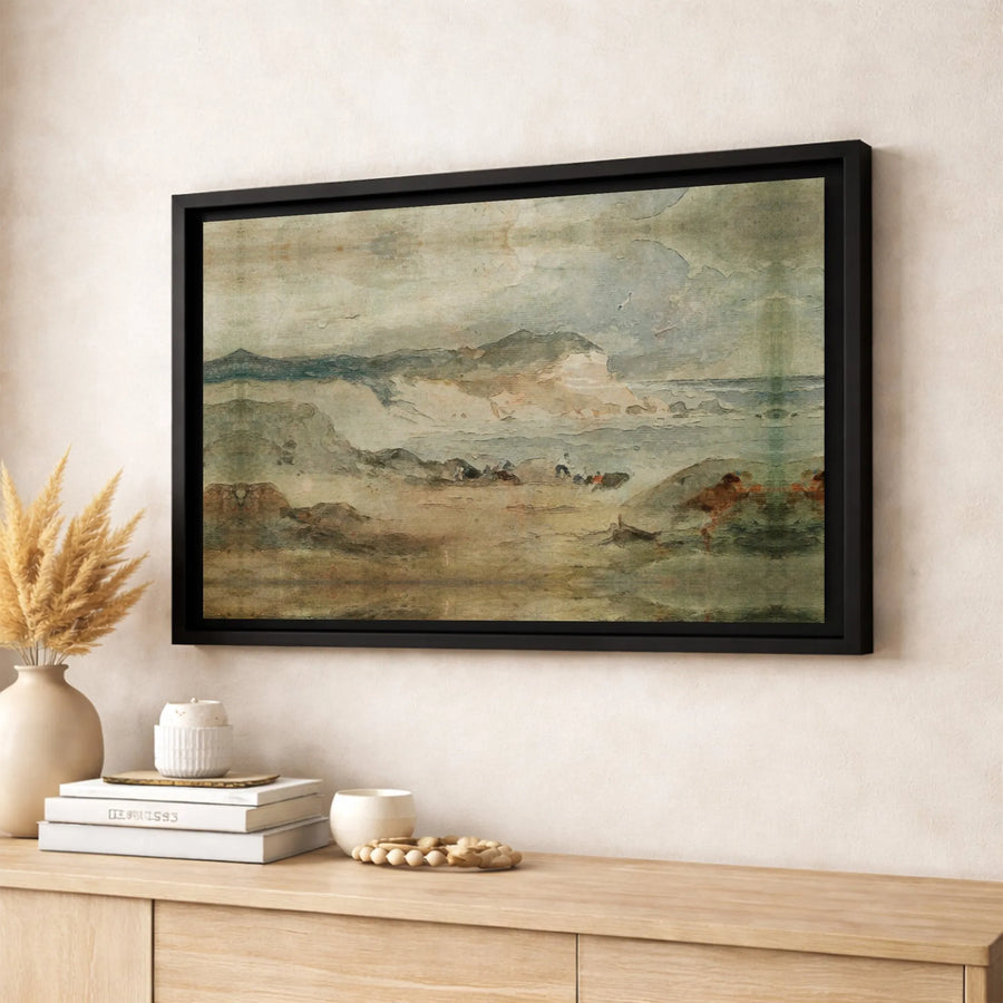 Coastal Landscape Canvas Print | Vintage Moody Sea Cliff Wall Art | Premium Fade-Resistant Gallery Wrap | Sophisticated Home Decor Gift