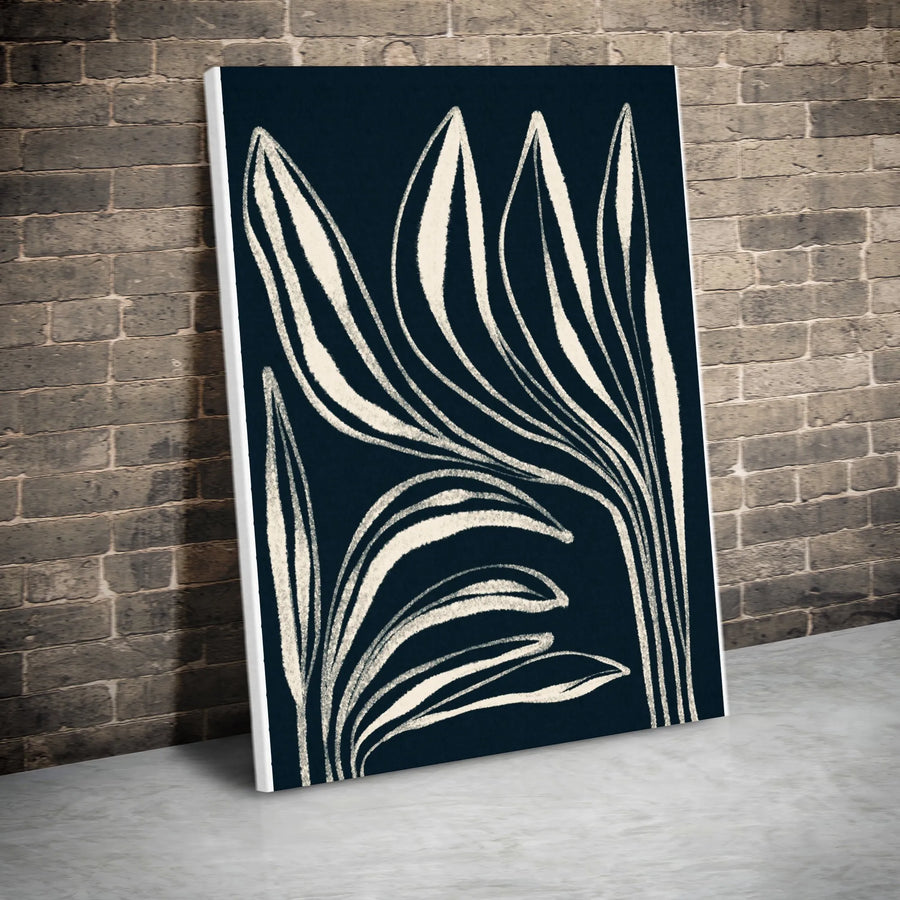 Abstract Botanical Vertical Canvas | Modern Leaf Line Art | Thick Gallery Wrap Canvas | Premium Minimalist Home Decor Gift for Living Room