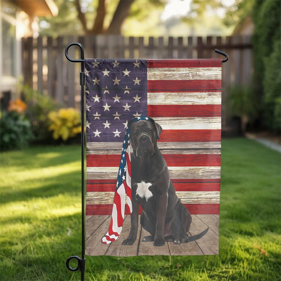 Cane Corso Garden Flag | Patriotic American Flag & Dog Design | Weather-Resistant Polyester | Memorial Day 4th of July Outdoor Decor Gift