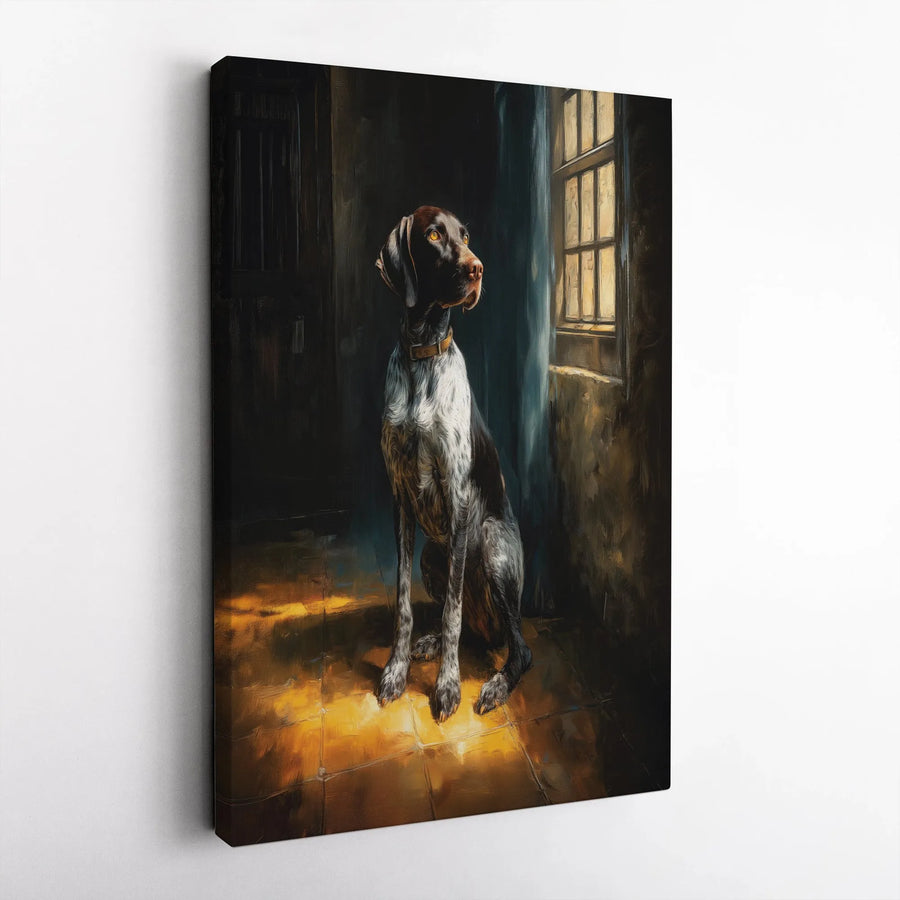 German Shorthaired Pointer Canvas Art | Vintage Oil Painting Style Dog Portrait | Premium Thick Gallery Wrap Canvas | Gift for GSP Owner & Hunter