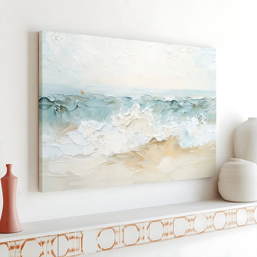 Coastal Canvas Wall Art | Abstract Textured Wave Design | Premium Gallery Wrapped Canvas | Modern Home Decor Gift