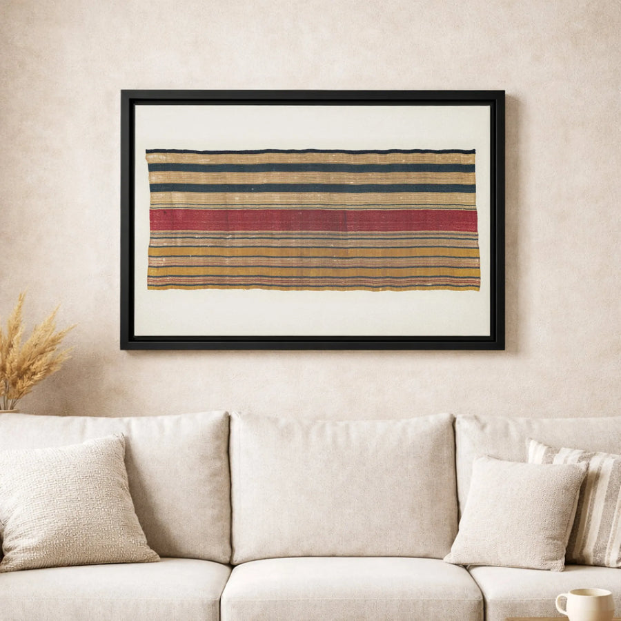 Vintage Striped Textile Wall Art | Bohemian Woven Pattern Print | Gallery-Quality Canvas | Neutral Home Decor Gift