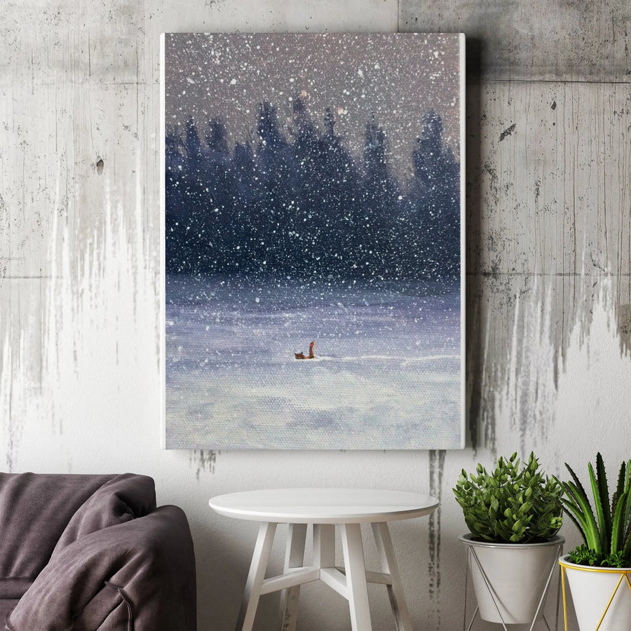 The Never Ending Shit Show Canvas Wall Art | Impressionist Winter Fox Painting | Premium Gallery Wrapped Canvas | Humorous Office & Home Decor Gift
