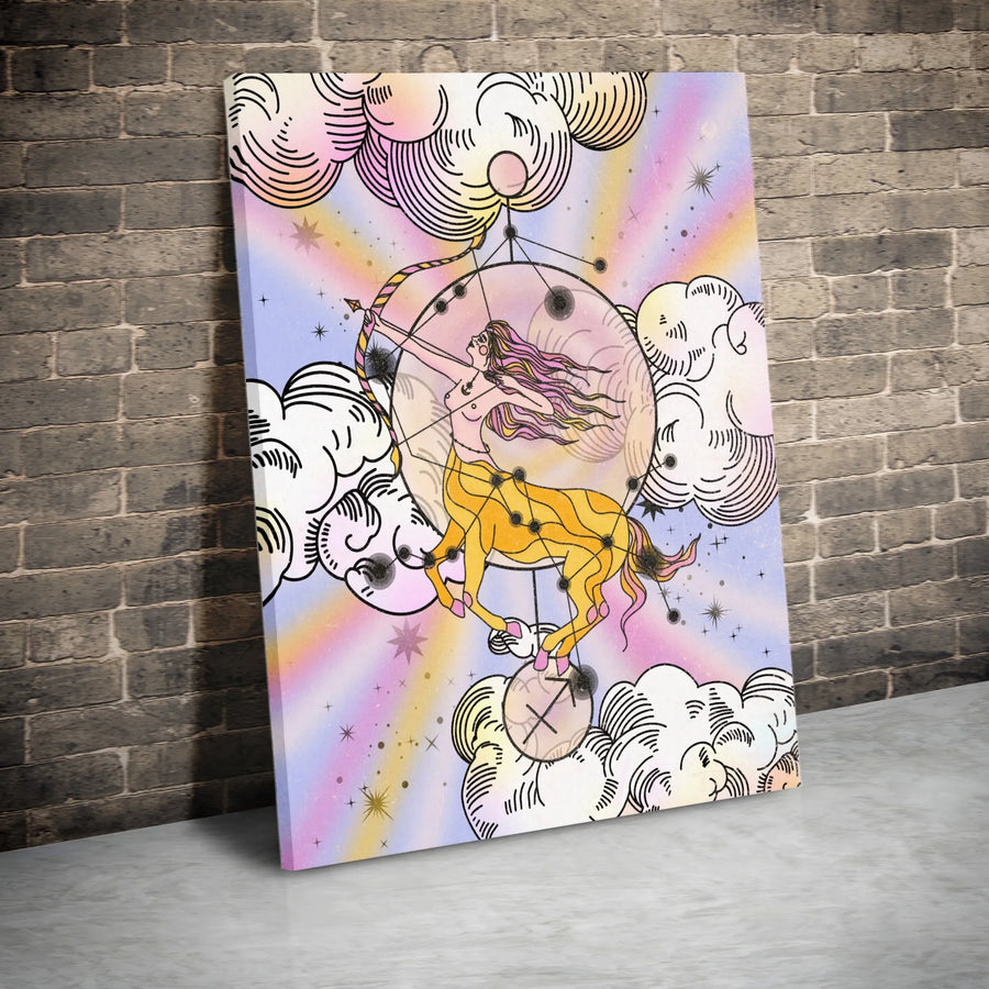 Sagittarius Zodiac Canvas Wall Art | Retro Celestial Archer Design | Premium 1.25" Thick Canvas | Astrology Birthday Gift for Her