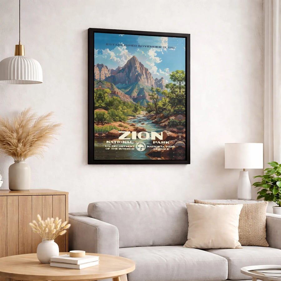 Zion National Park Canvas Print | Vintage Style Travel Poster | Premium Gallery-Wrapped Wall Art | Nature Lover Gift & Home Decor