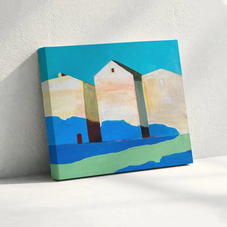 Abstract Cityscape Wall Art | Minimalist Architectural Painting Print | Premium 1.25" Thick Canvas | Modern Home Decor Gift