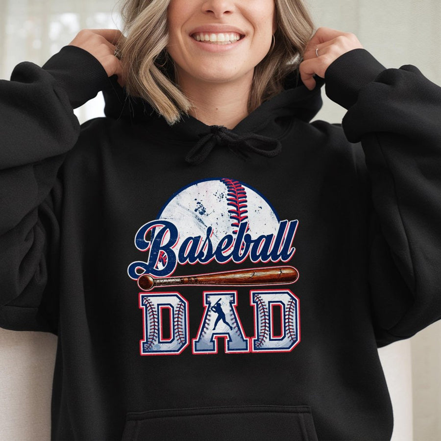 Baseball Dad Hoodie | Vintage Graphic Sport Design | Cotton-Poly Blend Premium Comfort | Gift for Baseball Dad Father's Day 2026 Game Day