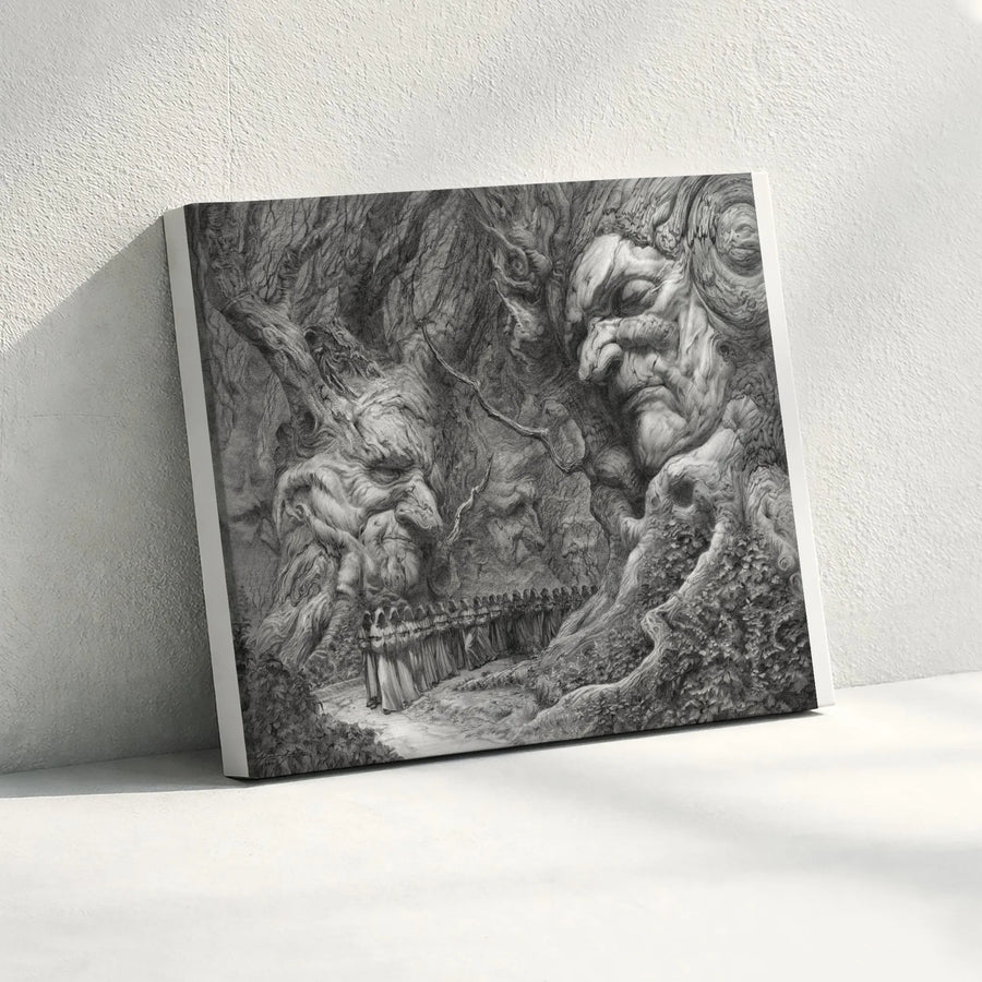 Dark Fantasy Forest Canvas Print | Vintage Tree Spirits Illustration | Thick Gallery Wrap Canvas | Collector's Gothic Home Decor Gift