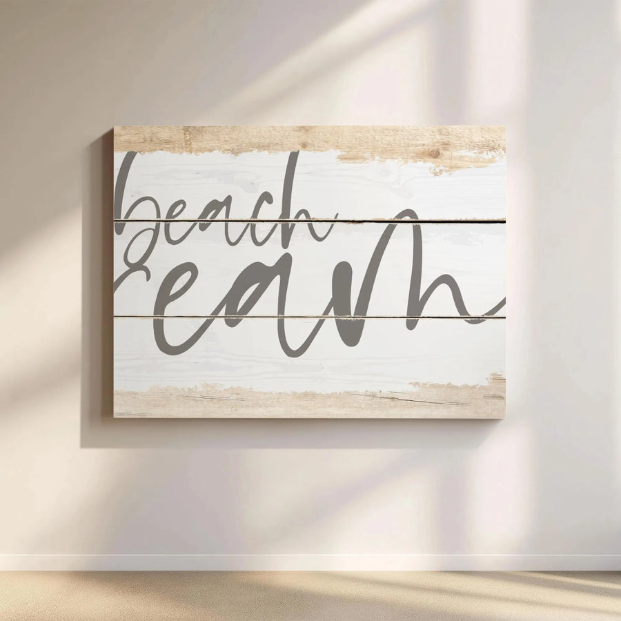 Beach Bum Canvas Wall Art | Rustic Cursive Script Typography | Premium 1.25-Inch Gallery Wrap | Coastal Home Decor Gift for Beach Lovers