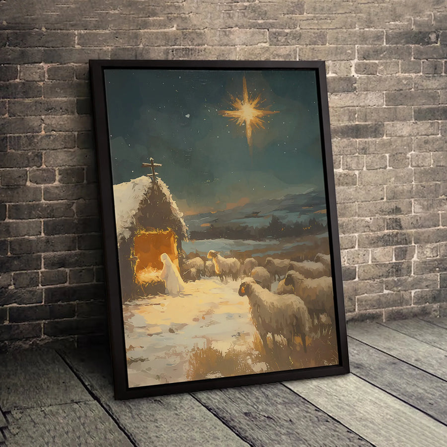 Nativity Scene Canvas Print | Star of Bethlehem Religious Wall Art | Premium Gallery Wrapped Decor | Christian Christmas Gift for Home