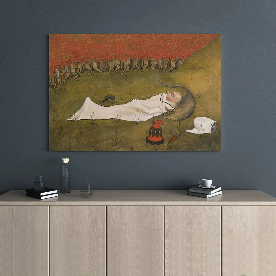 Hieronymus Bosch Sleeping Man Canvas Print | Garden Of Earthly Delights Surreal Art | Premium Gallery Wrap Wall Decor | Gothic Home Office Gift