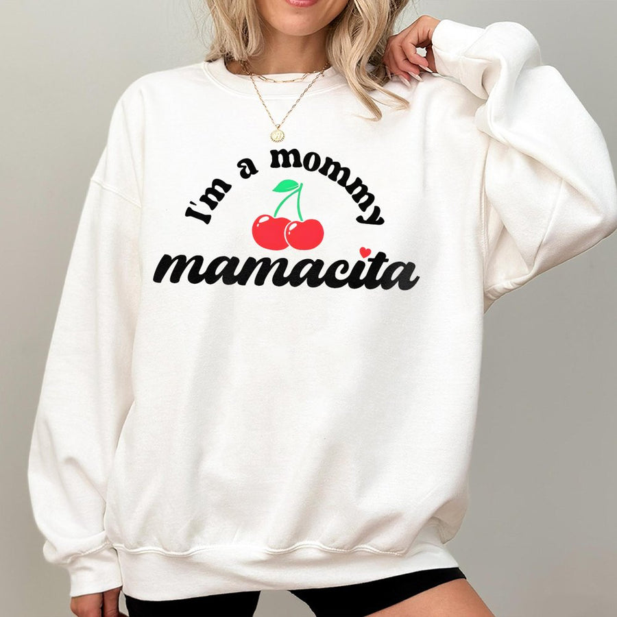 Mommy Mamacita Sweatshirt | Cute Cherry Graphic Print | Soft Cotton Blend Unisex Pullover | Funny Mom Life Gift For Mother's Day 2026