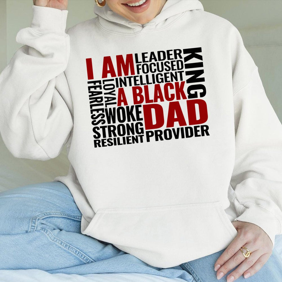 Black Dad Hoodie | Strong Leader King Graphic | Premium Cotton Blend | Empowering Fatherhood Gift for Him