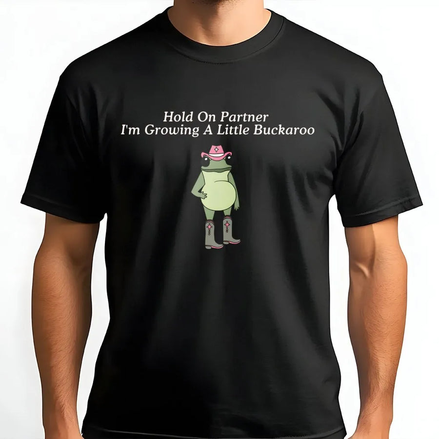 Funny Pregnancy Announcement T-Shirt | Western Cowboy Frog Graphic | Premium Cotton Unisex Tee | Cute First Time Mom Baby Reveal Gift