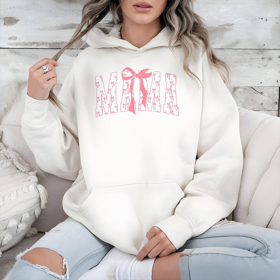 Mama Hoodie with Pink Bow Design | Aesthetic Girly Coquette Style | Premium Cotton Blend | Perfect Mother's Day 2026 Gift for Mom