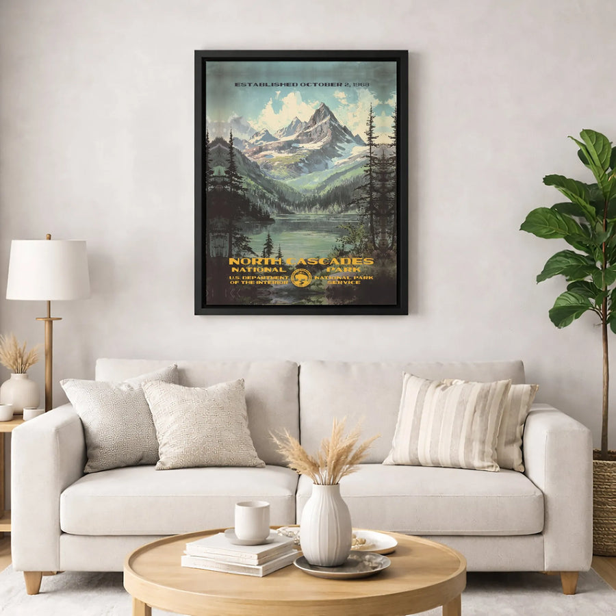 North Cascades National Park Wall Art | Vintage Travel Poster Print | Premium Gallery Wrapped Canvas | National Park Enthusiast Gift