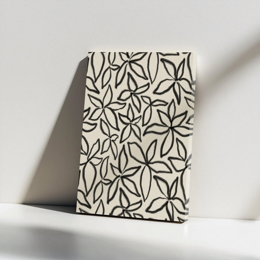 Abstract Floral Canvas Wall Art | Modern Black and White Botanical Sketch | Premium Thick Gallery Wrap | Modern Home & Office Decor Gift
