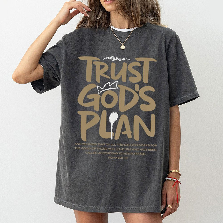 Trust God's Plan T-Shirt | Romans 8:28 Christian Bible Verse Graphic | Premium Cotton Unisex Faith Apparel | Religious Gift for Him and Her