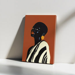 Black Woman Canvas Wall Art | Modern Minimalist Portrait Illustration | Thick Gallery Wrapped Canvas | Premium Afrocentric Home Decor Gift