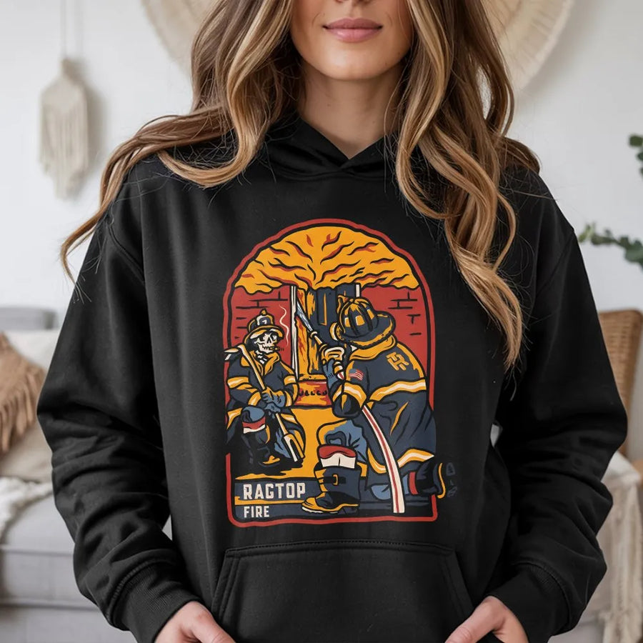 Firefighter Hoodie | Vintage Rescue Graphic Design | Cotton-Blend Premium Quality | Gift for Fireman and Firewoman First Responders