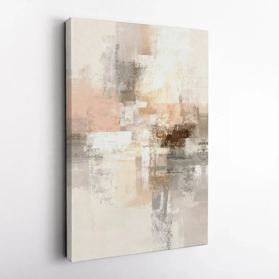Neutral Abstract Wall Art | Beige and Grey Textured Canvas Print | Premium Gallery-Wrapped Decor | Modern Minimalist Home or Office Interior