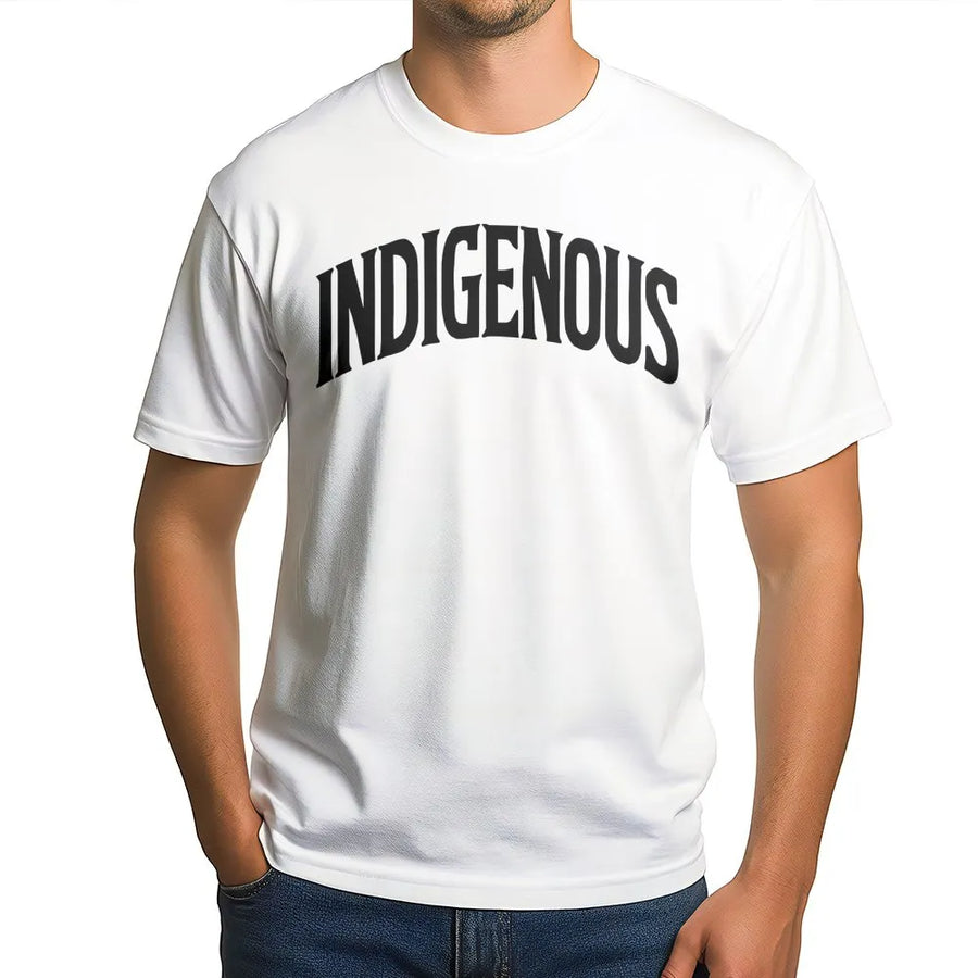 Indigenous Graphic T-Shirt | Retro Arch Text Design | Premium Soft Cotton | Native American Heritage Pride Gift for Adults