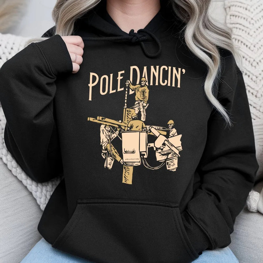 Lineman Hoodie | Funny Utility Worker Pole Dancin' Graphic | Premium Cotton Blend | Gift for Electrician Power Line Tech