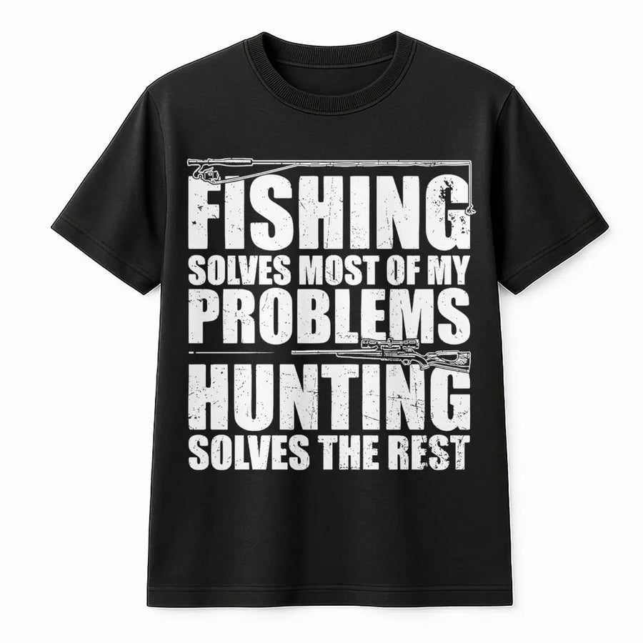 Fishing and Hunting T-Shirt | Funny Outdoorsman Graphic Print | Premium Soft Cotton | Perfect Gift for Fishermen and Hunters