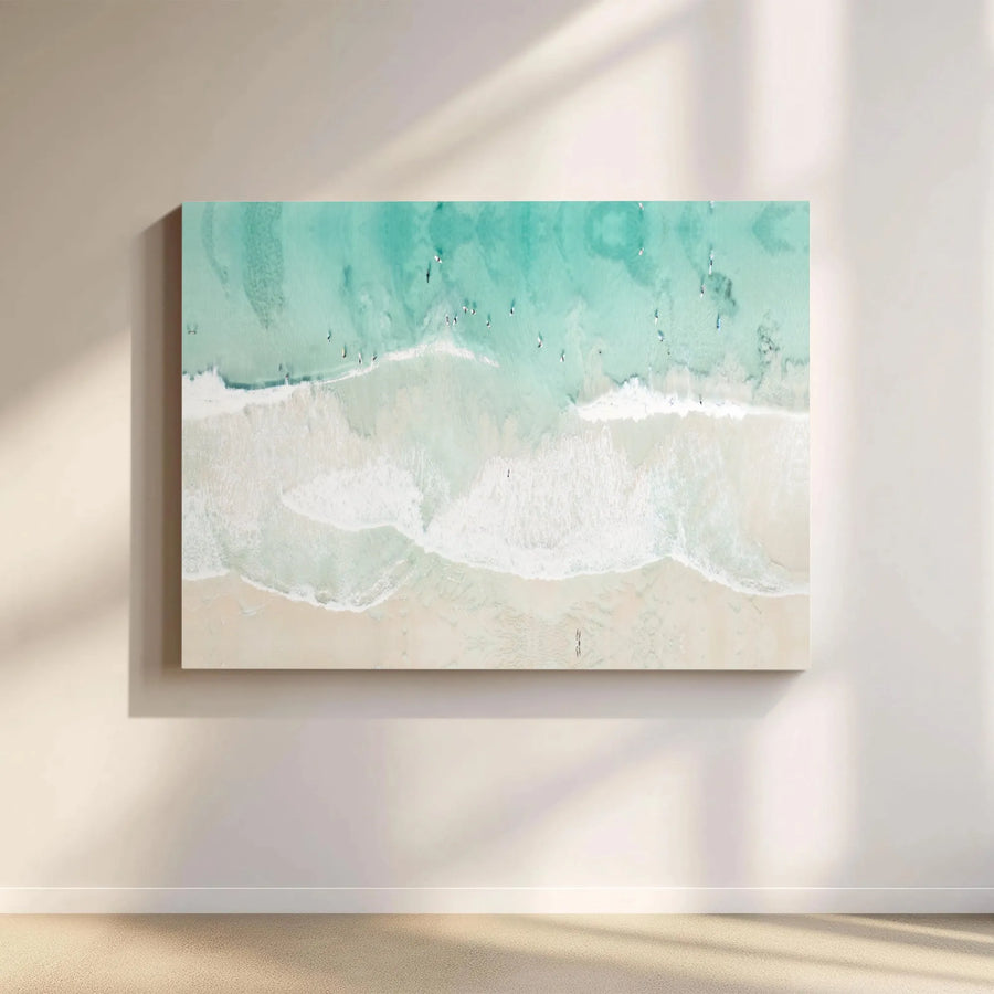 Aerial Beach Canvas Wall Art | Top Down Ocean Waves Photo | Premium Gallery Wrapped Canvas | Coastal Home Decor Gift for Beach Lover