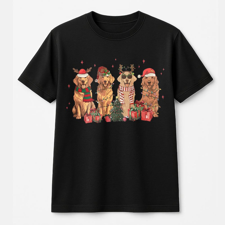 Golden Retriever Christmas T-Shirt | Festive Dog Mom Holiday Graphic | 100% Premium Cotton | Perfect Gift for Dog Lovers and Pet Owners
