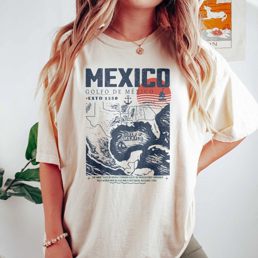 Mexico Map T-Shirt | Golfo De Mexico Historical Cartography | Premium 100% Cotton Tee | Gift for History Buffs and Mexico Travel Lovers