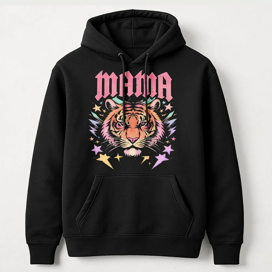 Mama Tiger Hoodie | Fierce Mom Graphic Print | Premium Cotton-Blend Fleece | Gift For Mom, Wild Motherhood Apparel