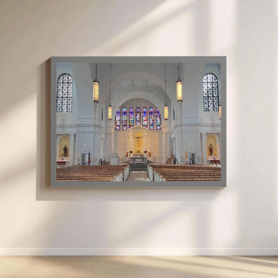 Church Interior Wall Art | Stained Glass Altar Canvas Print | 1.25 Inch Premium Gallery Profile | Religious Home Decor & Christian Gift