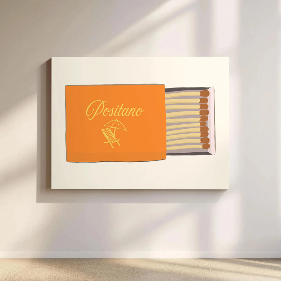 Positano Matchbox Art Print | Italian Amalfi Coast Travel Wall Decor | Premium 1.25 Inch Thick Gallery Canvas | Modern Aesthetic Home Gift
