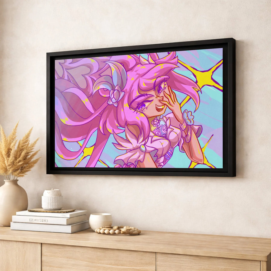 Pink Hair Anime Magical Girl Canvas | Vibrant Manga Character Wall Art | 1.25-Inch Gallery Wrap Print | Aesthetic Room Decor Gift