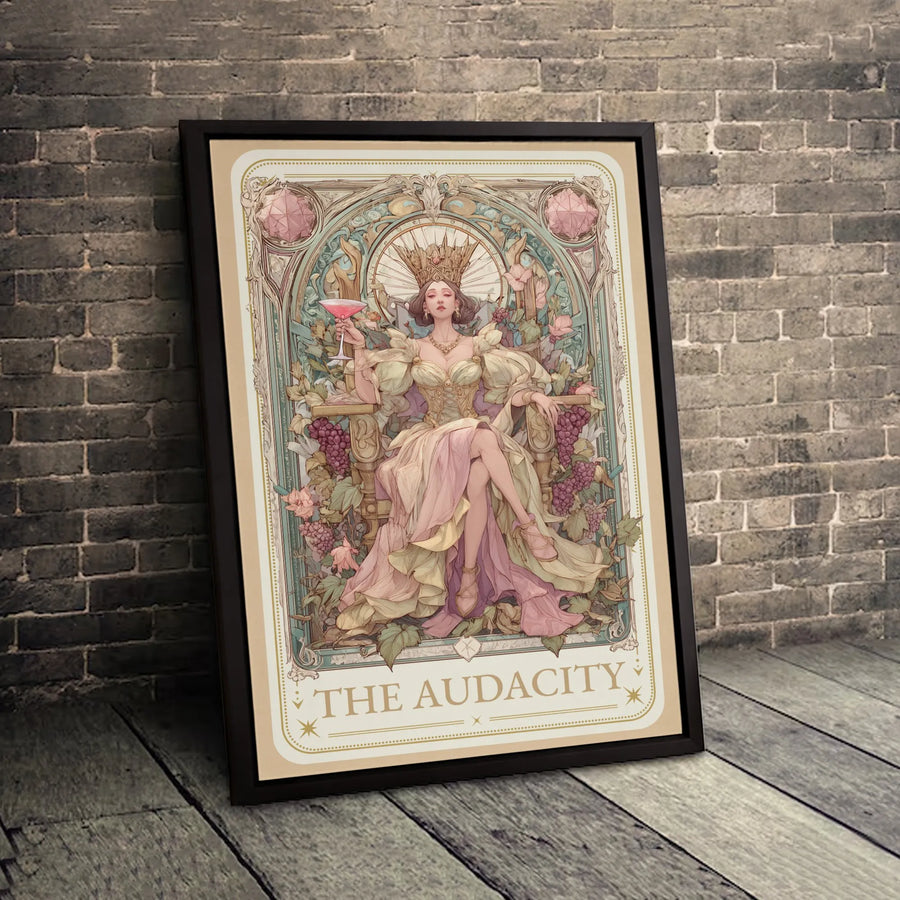 The Audacity Tarot Card Canvas Art | Art Nouveau Queen Wall Decor | Premium Fade-Resistant Gallery Wrap | Empowering Gift for Her