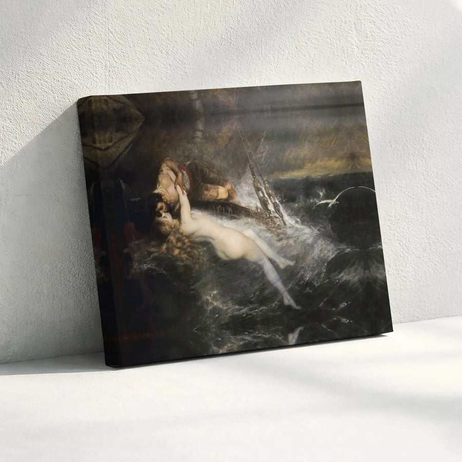 The Fisherman and the Syren Canvas Print | Frederic Leighton Fine Art Reproduction | Gallery-Wrapped Premium Wall Decor | Romantic Victorian Era Gift