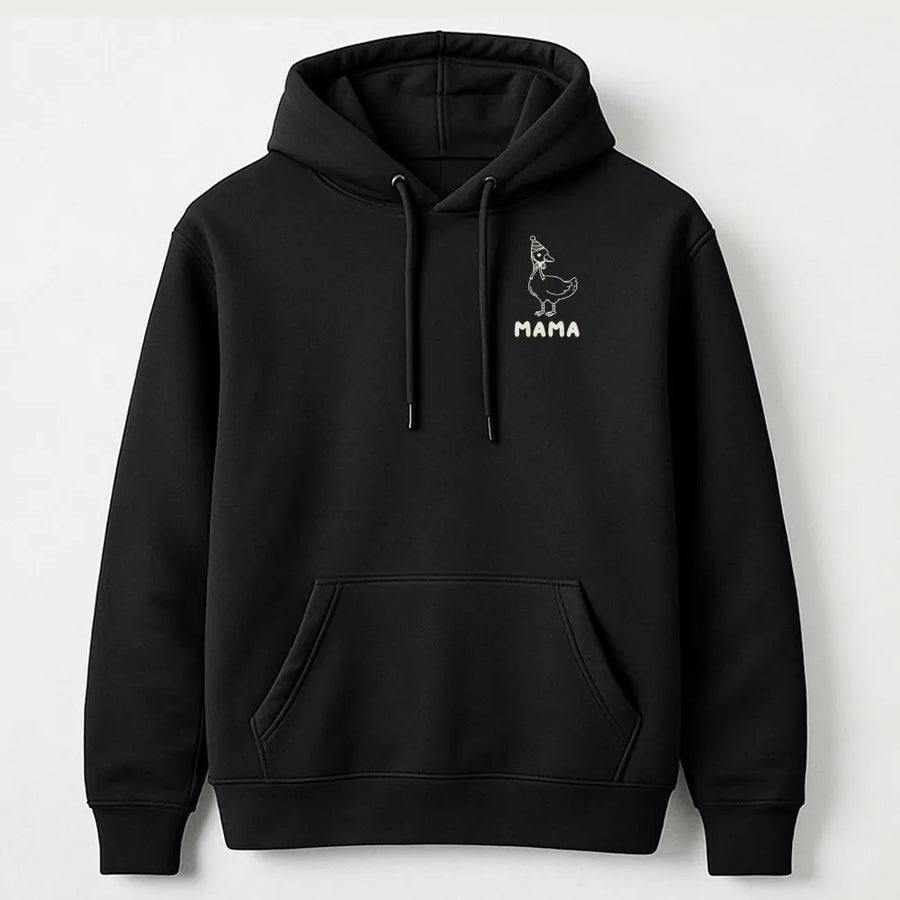 Mama Duck Hoodie Sweatshirt | Minimalist Goose Pocket Print | Cozy Cotton Blend Pullover | Cute Birthday Gift for Mom, Mother's Day Gift