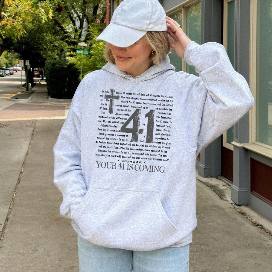 Your 41 Is Coming Hoodie | Christian Faith Bible Verse Graphic | Premium Cotton Blend | Inspirational Religious Gift for Believers