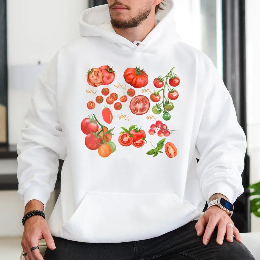 Tomato Hoodie | Vintage Botanical Illustration | Soft Cotton Blend | Cottagecore Gardener Gift for Her