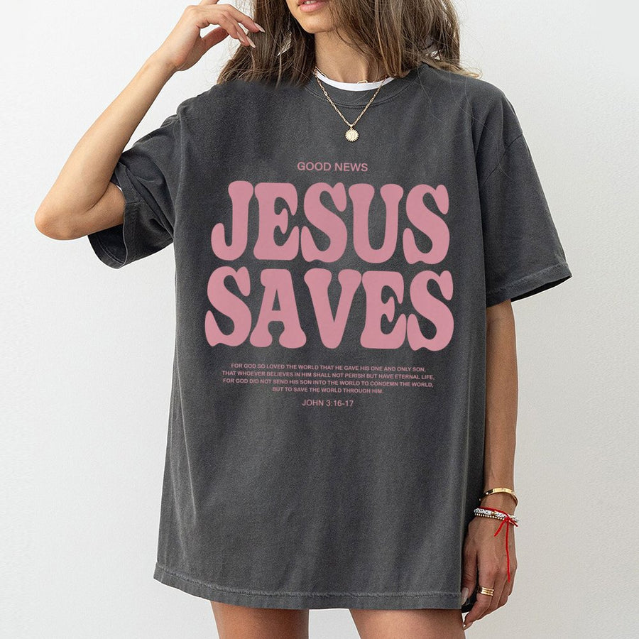 Jesus Saves T-Shirt | John 3:16 Scripture Verse Graphic | Premium Cotton Christian Apparel | Faith Based Gift For Men And Women