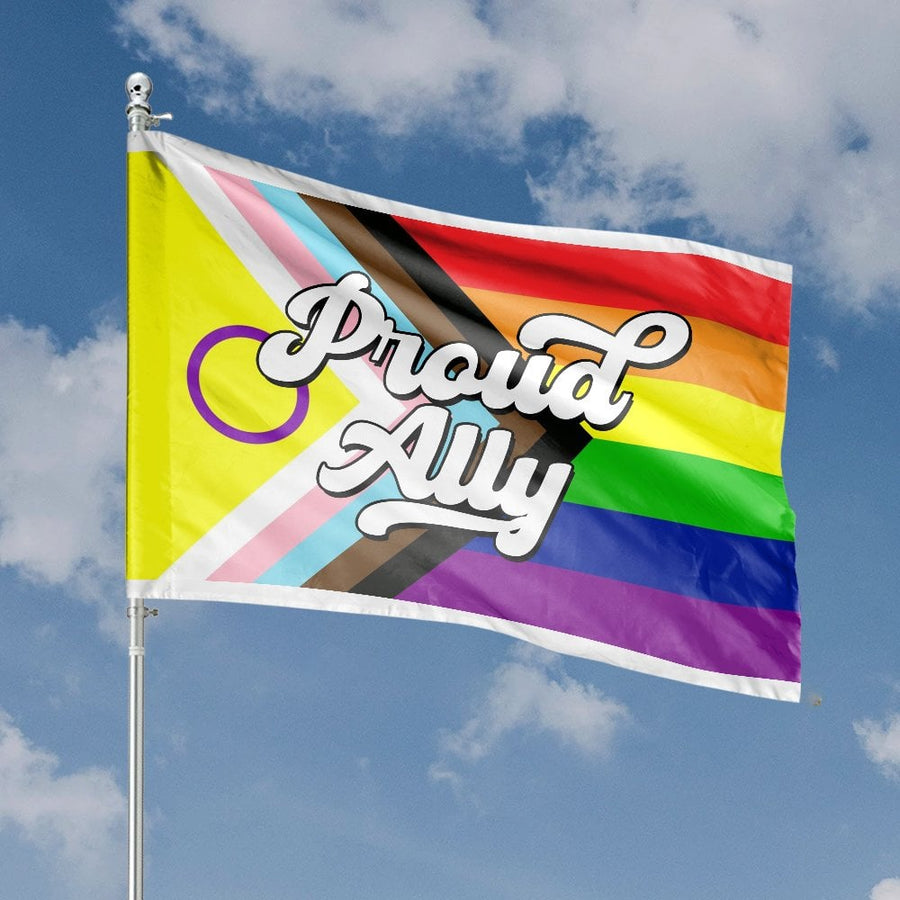 Proud Ally Progress Pride Flag | Intersex Inclusive Design | Premium Weather-Resistant Polyester | Outdoor Garden & House Decor Gift