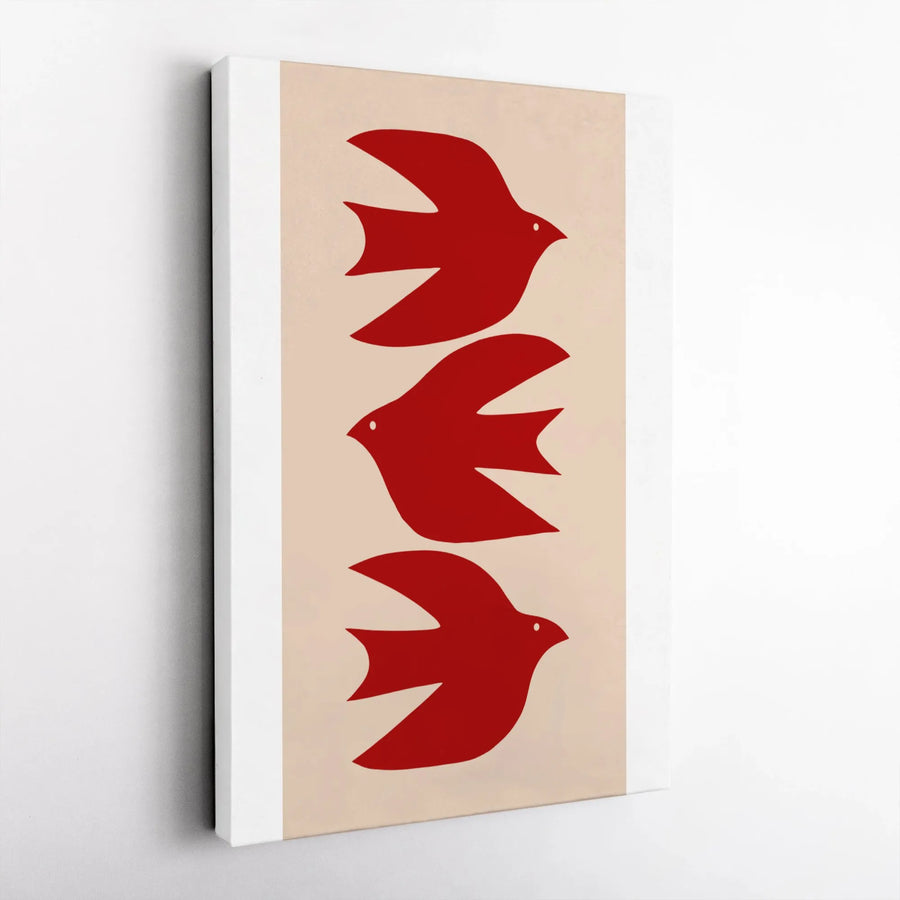 Red Bird iPhone Case | Abstract Minimalist Flying Birds Graphic | Premium Dual-Layer Protective Cover | Aesthetic Phone Accessory Gift