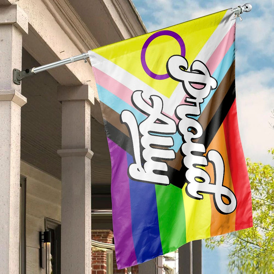 Proud Ally LGBTQ Pride Flag | Progress Inclusion Rainbow Banner | Premium UV-Resistant Polyester | Durable Outdoor Garden Decor Gift