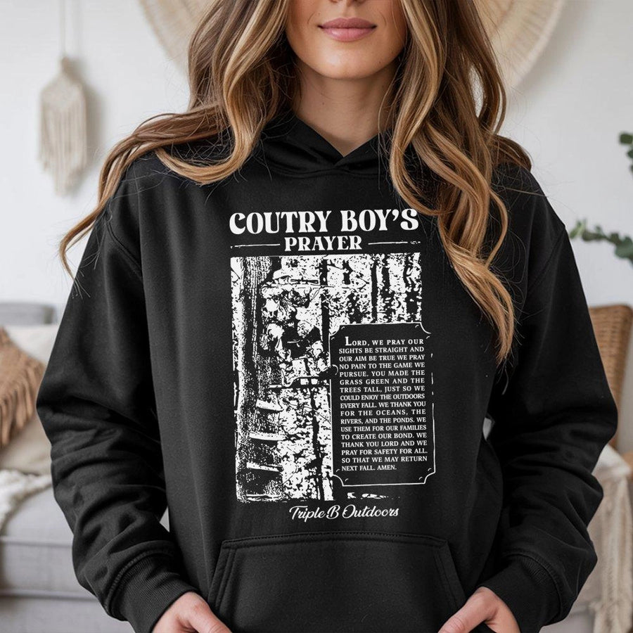 Country Boy Prayer Hoodie | Hunting Prayer Graphic Design | Premium Cotton-Poly Blend | Gift for Hunter Outdoor Enthusiasts