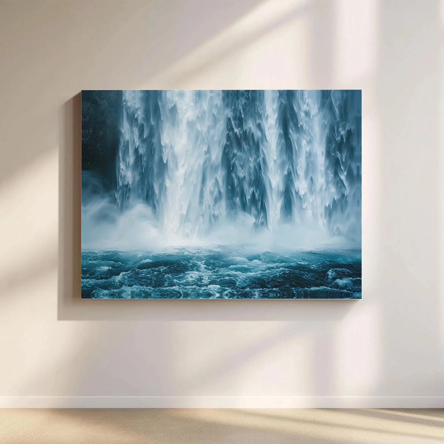 Waterfall Canvas Wall Art | Abstract Rushing Water Photo Print | Premium Gallery Wrap | Modern Nature Decor Gift for Living Room