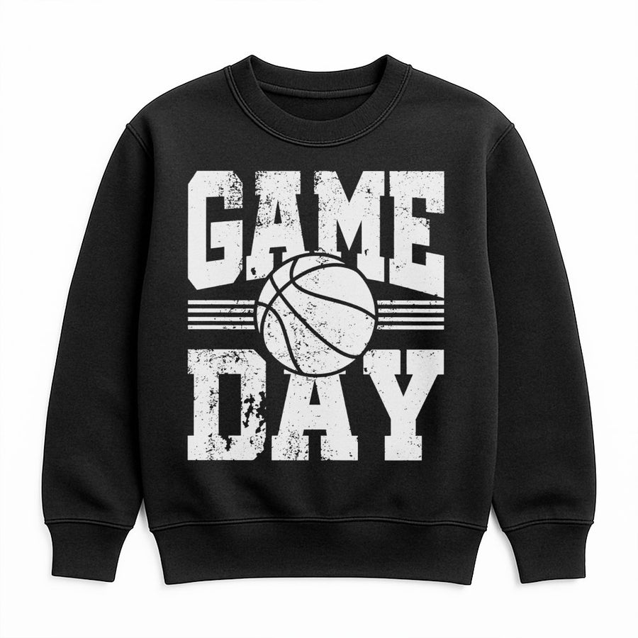Game Day Basketball Sweatshirt | Distressed Vintage Graphic Print | Premium Cotton Blend | Sports Fan Gift for Basketball Players and Fans