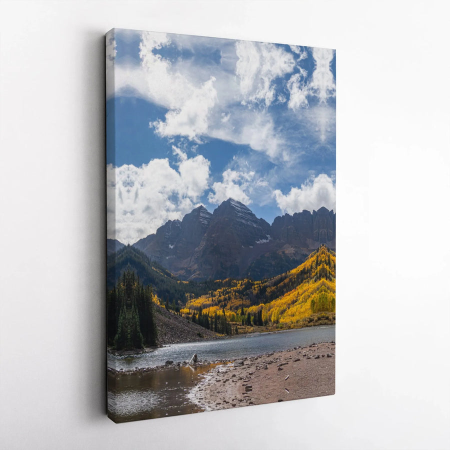 Maroon Bells Mountain Canvas Wall Art | Autumn Aspen Trees Landscape | Premium Fade-Resistant Gallery Print | Colorado Nature Decor Gift