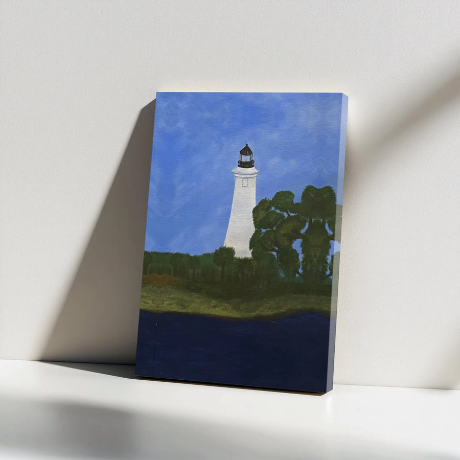 Coastal Lighthouse Wall Art | Nautical Seascape Painting | Premium Gallery Wrapped Canvas | Serene Beach Home Decor Gift